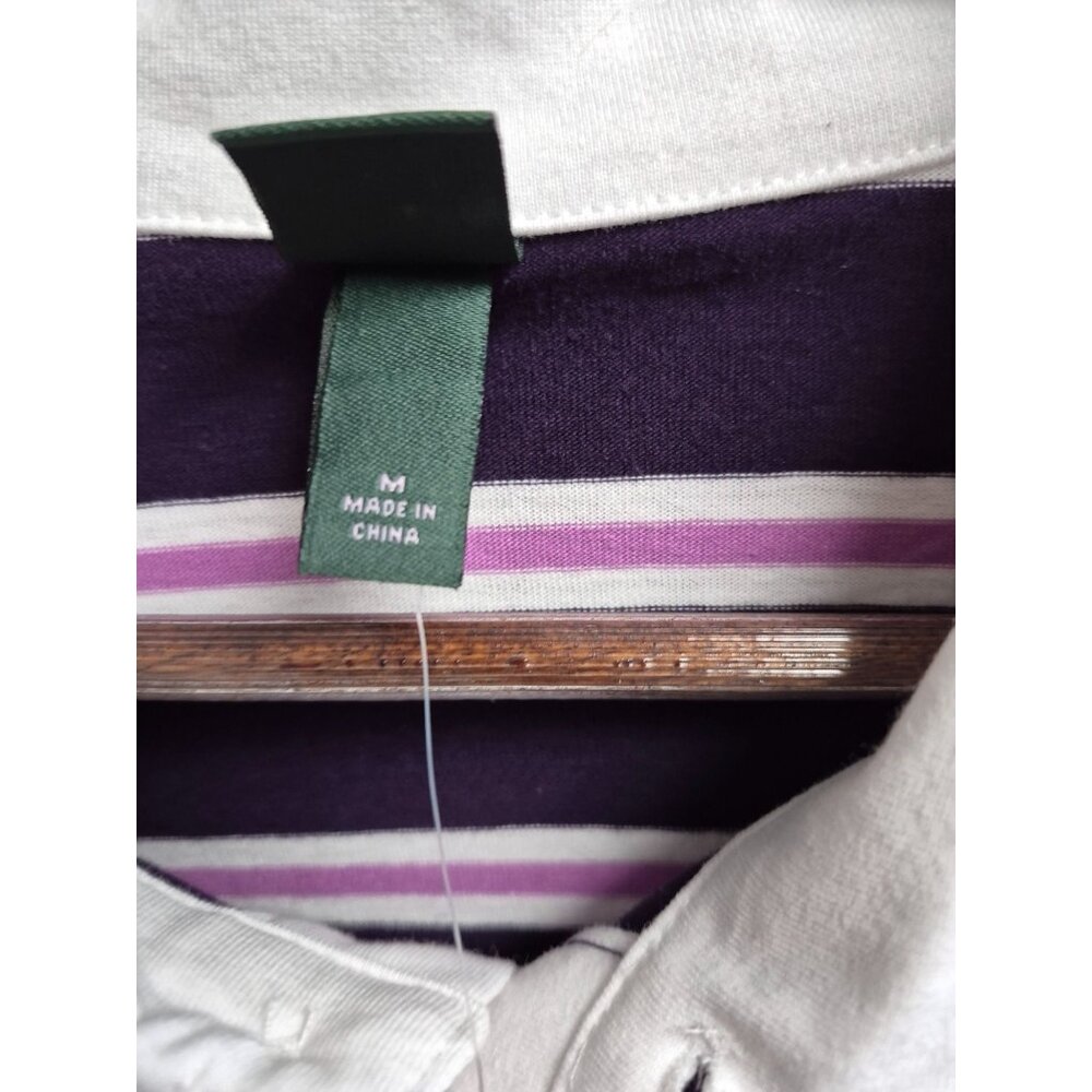 Remove Purple White Striped Unisex Rugby Polo Shirt - Picture 4 of 6